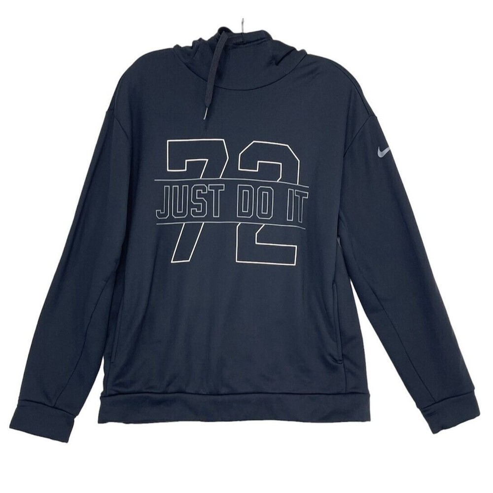 Nike Womens XS Black Thermal Fleece Pullover Sweatshirt Hoodie 72 Just Do It